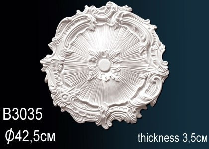 Декоративная потолочная розетка Перфект B3035 425 мм белая из полиуретана