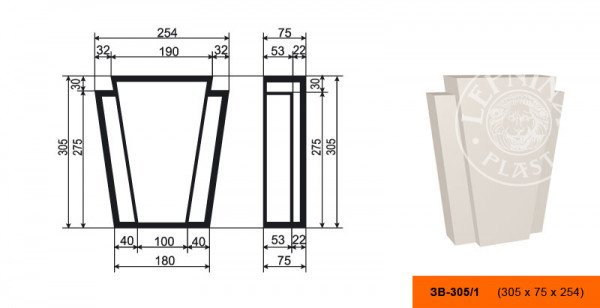 Замок фасадный LepninaPlast ЗВ-305/1 305х75х254 мм из полистирола с покрытием белый
