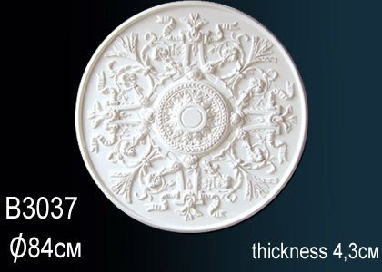 Декоративная потолочная розетка Перфект B3037 840 мм белая из полиуретана