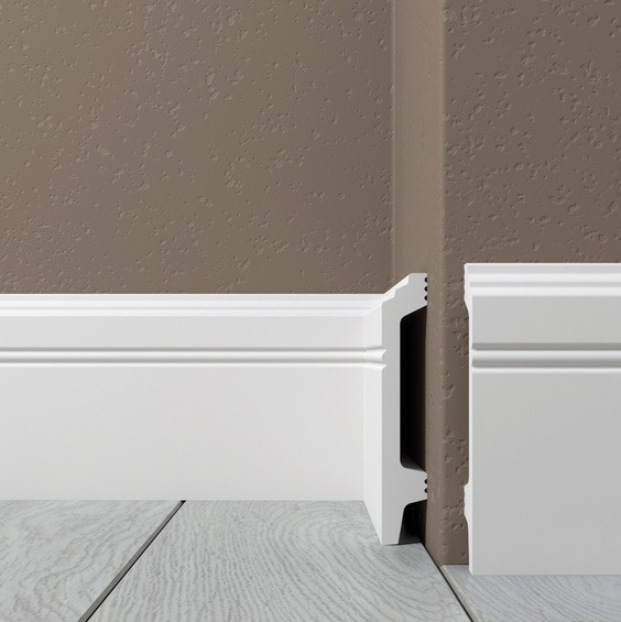 Напольный плинтус 120х20 мм Де-Багет XPS POLYMER Н 120 белый полистирол 200 см