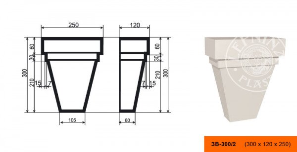 Замок фасадный LepninaPlast ЗВ-300/2 300х120х250 мм из полистирола с покрытием белый