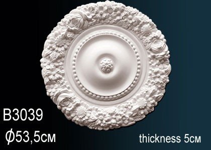 Декоративная потолочная розетка Перфект B3039 538 мм белая из полиуретана
