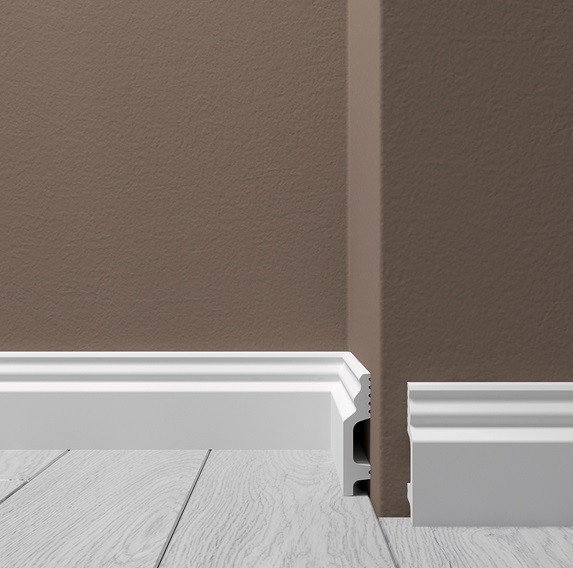 Напольный плинтус 60х13 мм Де-Багет XPS POLYMER Н 1 белый полистирол 200 см