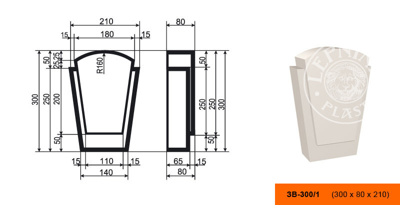 Заказать Замок фасадный LepninaPlast ЗВ-300/1 300х80х210 мм из полистирола с покрытием белый 