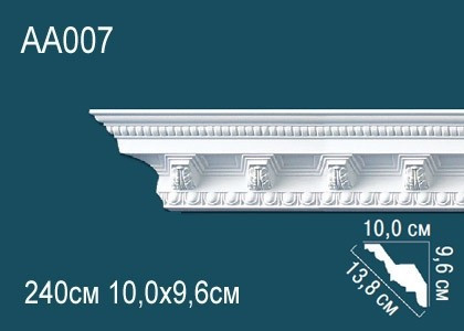 Потолочный плинтус полиуретановый с орнаментом Перфект AA007 96х138х100 мм 240 см белый