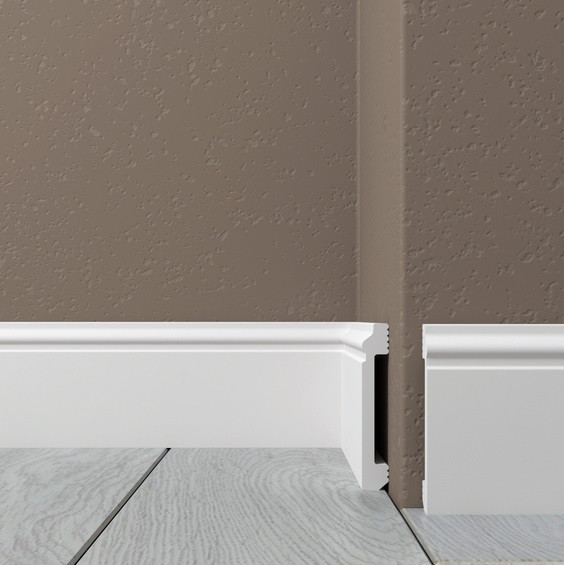 Напольный плинтус 80х13 мм Де-Багет XPS POLYMER Н 80 белый полистирол 200 см