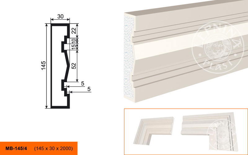 Заказать Молдинг LepninaPlast МВ-145/4 145х30х2000 мм из полистирола с покрытием белый 