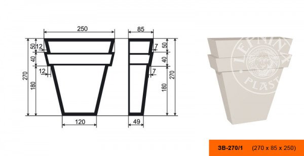 Замок фасадный LepninaPlast ЗВ-270/1 270х85х250 мм из полистирола с покрытием белый