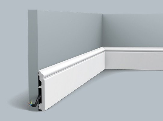 Напольный плинтус 100х16 мм с кабель-каналом гибкий Orac Decor Duropolymer Flex SX173F белый 2 м