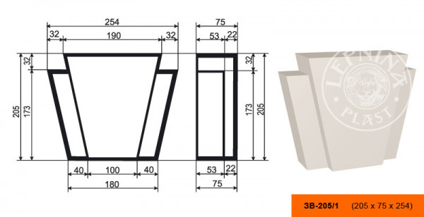 Замок фасадный LepninaPlast ЗВ-205/1 205х75х254 мм из полистирола с покрытием белый