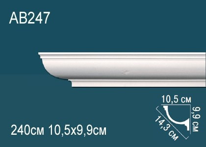 Потолочный плинтус полиуретановый Перфект AB247 99х143х105 мм 240 см белый