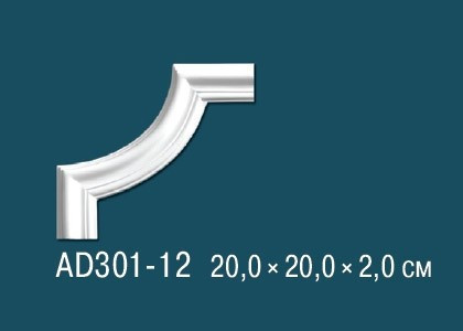 Декоративный угловой элемент с орнаментом Перфект AD301-12 200х200 мм белый из полиуретана