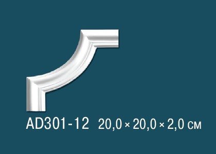 Декоративный угловой элемент с орнаментом Перфект AD301-12 200х200 мм белый из полиуретана