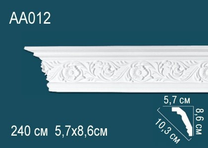 Заказать Потолочный плинтус полиуретановый с орнаментом Перфект AA012 86х103х57 мм 240 см белый 