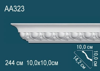 Потолочный плинтус полиуретановый с орнаментом Перфект AA323 100х142х100 мм 244 см белый