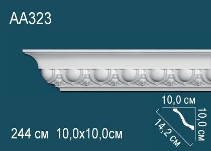 Потолочный плинтус полиуретановый с орнаментом Перфект AA323 100х142х100 мм 244 см белый