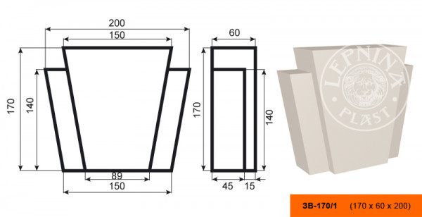 Замок фасадный LepninaPlast ЗВ-170/1 170х60х200 мм из полистирола с покрытием белый