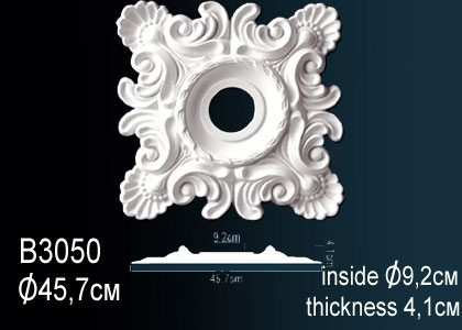 Декоративная потолочная розетка Перфект B3050 455 мм белая из полиуретана