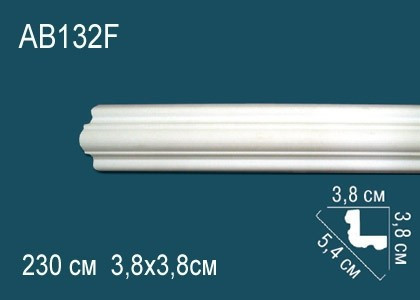 Потолочный плинтус полиуретановый Перфект AB132F 38х54х38 мм 230 см белый