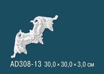 Декоративный угловой элемент с орнаментом Перфект AD308-13 300х300 мм белый из полиуретана