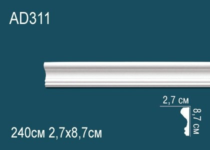 Декоративый молдинг Перфект AD311 87х27 мм 240 см белый из ударопрочного полимера