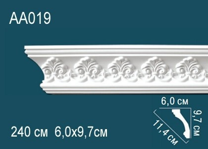 Заказать Потолочный плинтус полиуретановый с орнаментом Перфект AA019 97х114х60 мм 240 см белый 