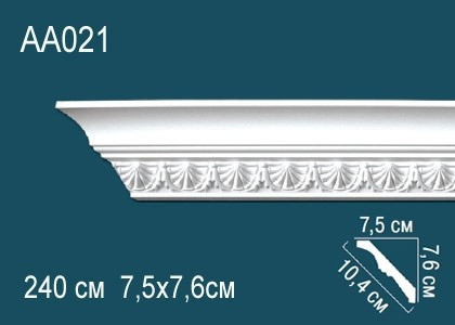 Потолочный плинтус полиуретановый с орнаментом Перфект AA021 76х104х75 мм 240 см белый