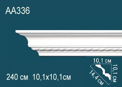 Потолочный плинтус полиуретановый с орнаментом Перфект AA336 101х144х101 мм 240 см белый