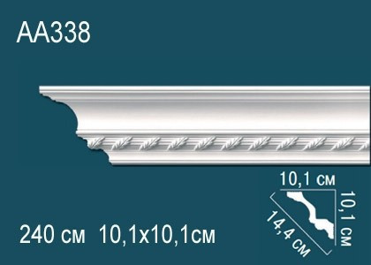 Заказать Потолочный плинтус полиуретановый с орнаментом Перфект AA338 101х144х101 мм 240 см белый 