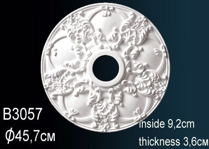 Декоративная потолочная розетка Перфект B3057 455 мм белая из полиуретана