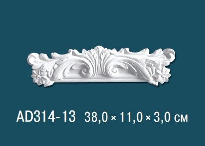 Декоративный угловой элемент с орнаментом Перфект AD314-13 380х110 мм белый из полиуретана