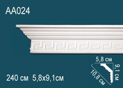 Заказать Потолочный плинтус полиуретановый с орнаментом Перфект AA024 91х108х58 мм 240 см белый 