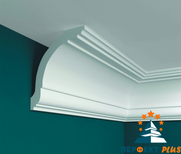 Потолочный плинтус Перфект Плюс P08 97 мм 200 см белый из ударопрочного полимера