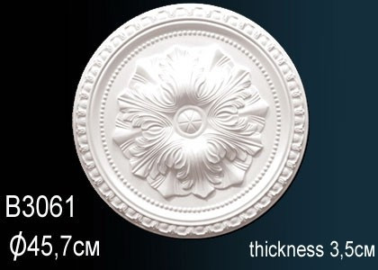 Декоративная потолочная розетка Перфект B3061 455 мм белая из полиуретана