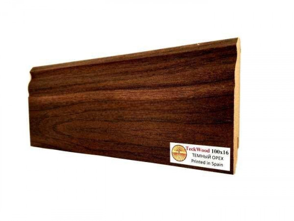 Напольный плинтус 100х16 мм Teckwood Темный Орех МДФ 2.15 м