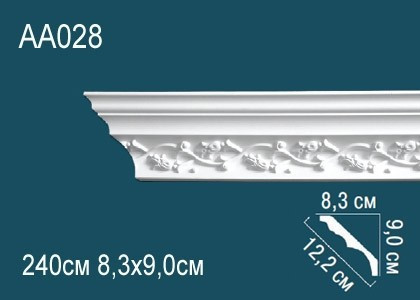 Заказать Потолочный плинтус полиуретановый с орнаментом Перфект AA028 90х122х83 мм 240 см белый 