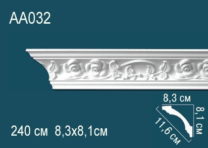 Заказать Потолочный плинтус полиуретановый с орнаментом Перфект AA032 81х116х83 мм 240 см белый 