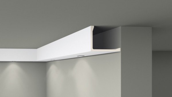 Потолочный плинтус под скрытую LED подсветку NMC L 2 Arstyl Lighting 200х250 мм 200 см белого цвета